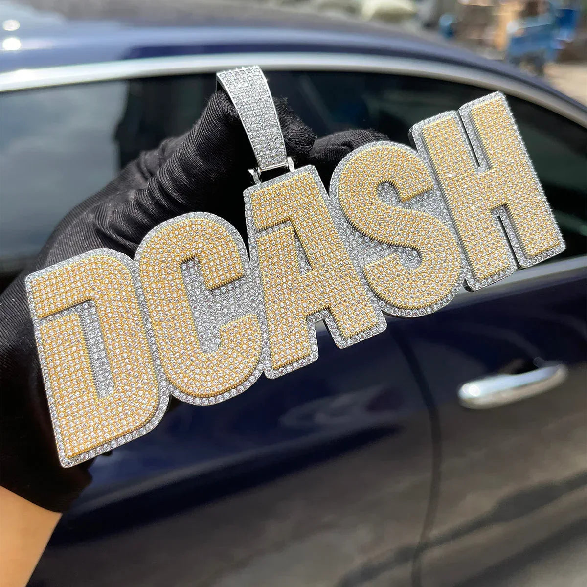 Clear Luxury Two Tone Iced Out Personalized Custom Name Necklace Pendant - Premium Custom Jewelry - CaratixJewelry